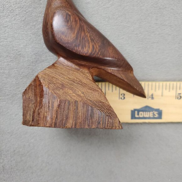 Vintage Hand Carved Wood Bird Sitting Sculpture Figurine Adults Brown Home Decor - Picture 7 of 7